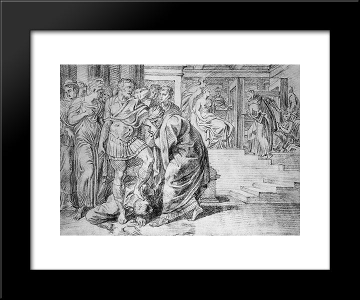 Penelope Announces Odyseus'S Return 20x24 Black Modern Wood Framed Art Print Poster by Thulden, Theodoor van