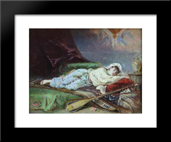 Reclining Odalisque 20x24 Black Modern Wood Framed Art Print Poster by Aman, Theodor