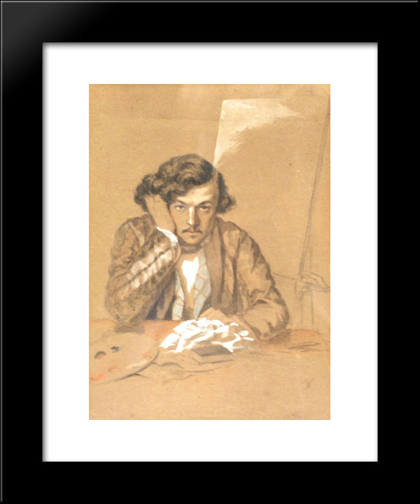 Self-Portrait 20x24 Black Modern Wood Framed Art Print Poster by Aman, Theodor