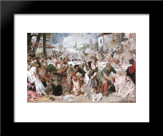 The Feasting Boyars Taken By Surprise By Vlad The Impaler'S Envoys 20x24 Black Modern Wood Framed Art Print Poster by Aman, Theodor