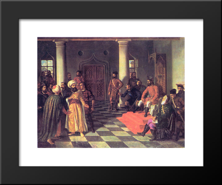 Vlad The Impaler And The Turkish Envoys 20x24 Black Modern Wood Framed Art Print Poster by Aman, Theodor