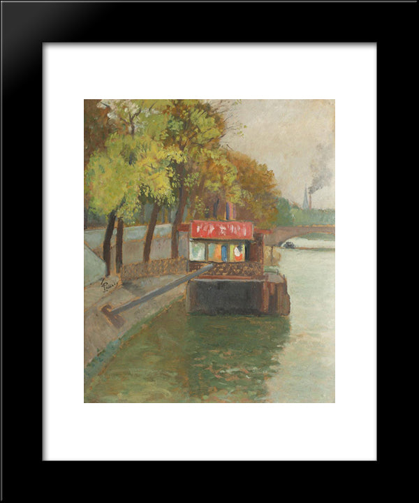 Debarcader Pe Sena, Dinspre Belleville 20x24 Black Modern Wood Framed Art Print Poster by Pallady, Theodor