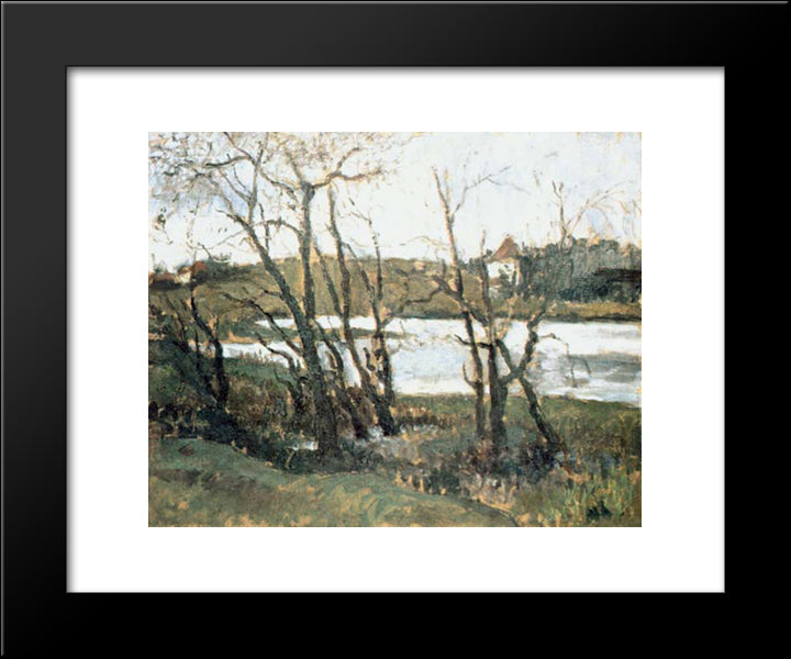 Landscape With Lake 20x24 Black Modern Wood Framed Art Print Poster by Pallady, Theodor