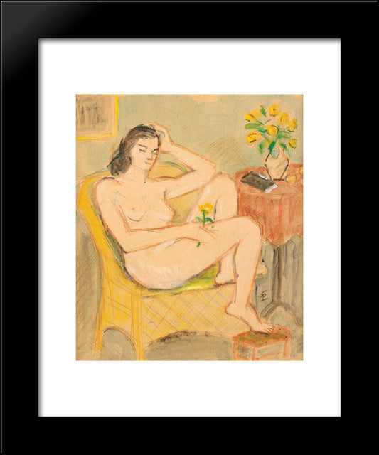 Nude In Chair 20x24 Black Modern Wood Framed Art Print Poster by Pallady, Theodor