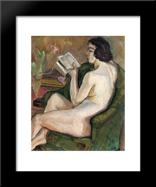 Reading Nude (Nu A La Lecture) 20x24 Black Modern Wood Framed Art Print Poster by Pallady, Theodor