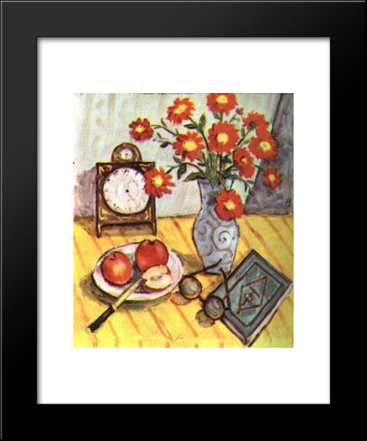 Still Life With Red Flowers 20x24 Black Modern Wood Framed Art Print Poster by Pallady, Theodor