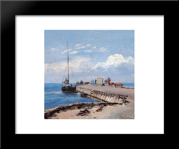 Brakkebroen Landing Stage On Saltholm 20x24 Black Modern Wood Framed Art Print Poster by Philipsen, Theodor