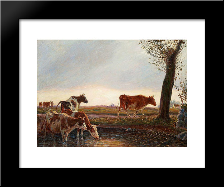 Cows Homeward Bound In The Evening 20x24 Black Modern Wood Framed Art Print Poster by Philipsen, Theodor