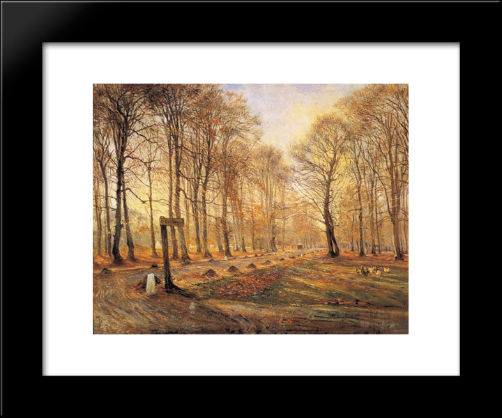 Late Autumn Day In The Jgersborg Deer Park, North Of Copenhagen 20x24 Black Modern Wood Framed Art Print Poster by Philipsen, Theodor