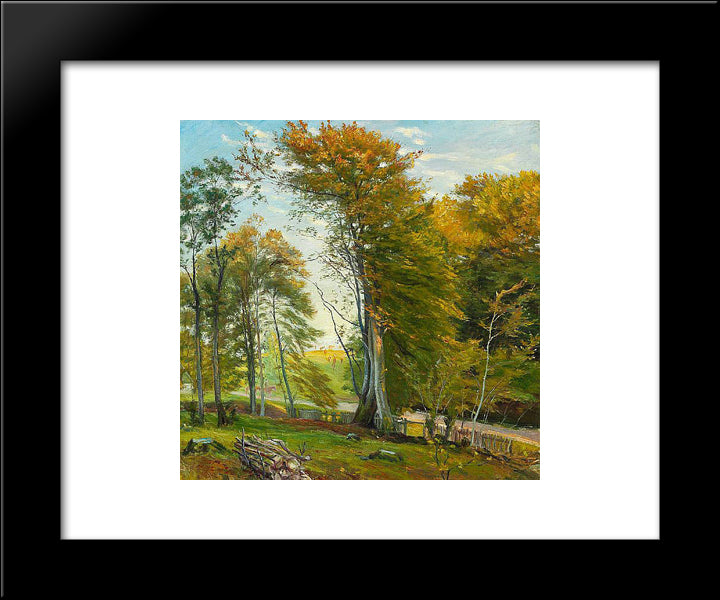 Road Through The Woods, Autumn 20x24 Black Modern Wood Framed Art Print Poster by Philipsen, Theodor