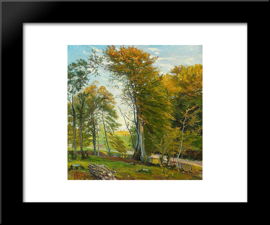 Road Through The Woods, Autumn 20x24 Black Modern Wood Framed Art Print Poster by Philipsen, Theodor