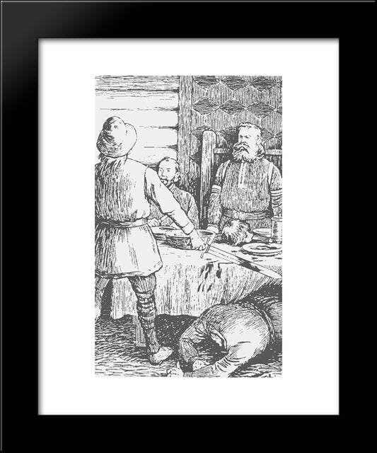 Asbjoern Sigurdssons Drap Paa Tore Sel 01 20x24 Black Modern Wood Framed Art Print Poster by Kittelsen, Theodor Severin