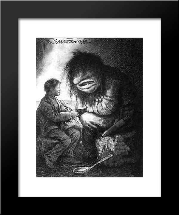 Askeladden Og Trollet 20x24 Black Modern Wood Framed Art Print Poster by Kittelsen, Theodor Severin