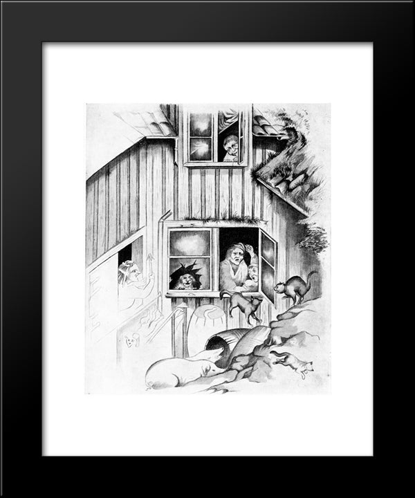 Avbrytelse Av Kattemusikk 20x24 Black Modern Wood Framed Art Print Poster by Kittelsen, Theodor Severin
