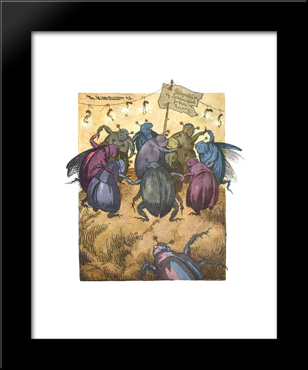 Billenes Sankthansfest 20x24 Black Modern Wood Framed Art Print Poster by Kittelsen, Theodor Severin