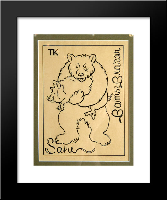 Bjoernen Og Reven 20x24 Black Modern Wood Framed Art Print Poster by Kittelsen, Theodor Severin