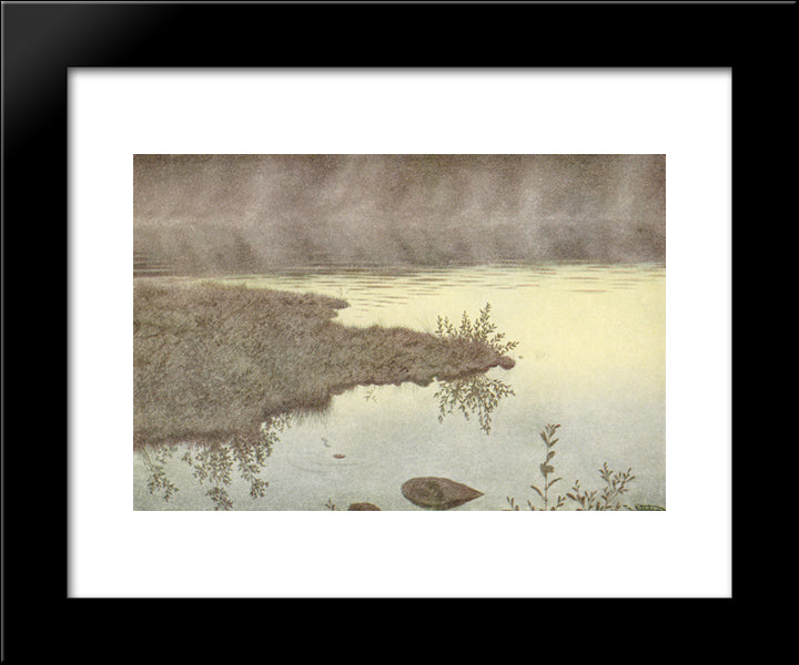 Blege Taager Vandret Over Vandet 20x24 Black Modern Wood Framed Art Print Poster by Kittelsen, Theodor Severin