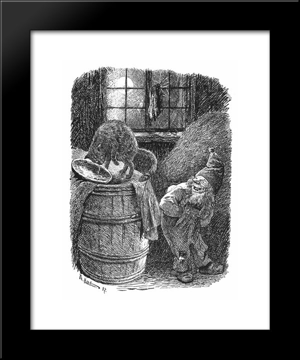 Brownie Mocks At The Cat 20x24 Black Modern Wood Framed Art Print Poster by Kittelsen, Theodor Severin