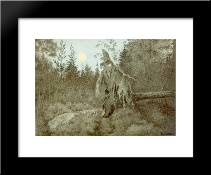 Creepy, Crawly, Rustling, Bustling 20x24 Black Modern Wood Framed Art Print Poster by Kittelsen, Theodor Severin