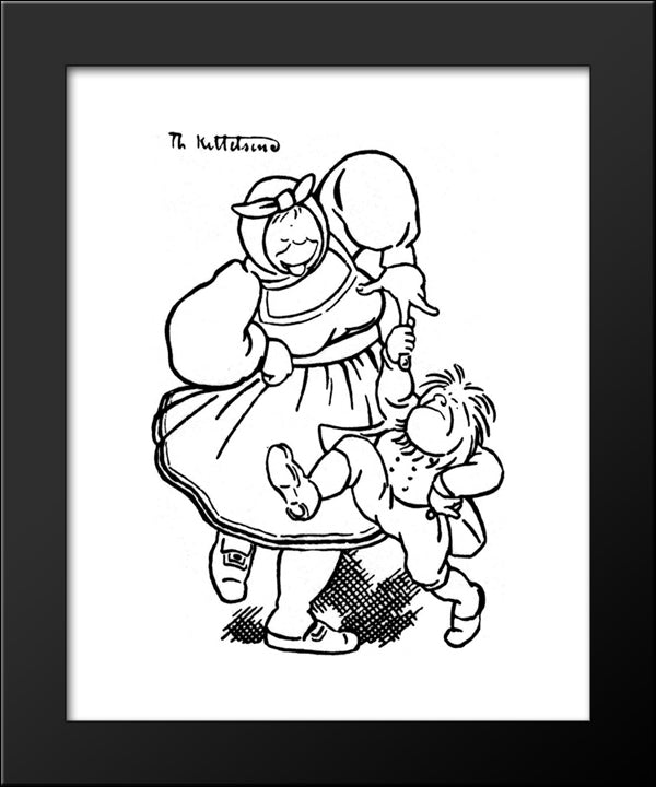 Dancing Troll 20x24 Black Modern Wood Framed Art Print Poster by Kittelsen, Theodor Severin