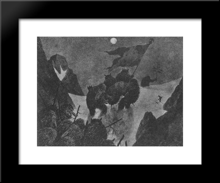De Hadde I Nattens Stillhet Lurt Ham Vekk 20x24 Black Modern Wood Framed Art Print Poster by Kittelsen, Theodor Severin