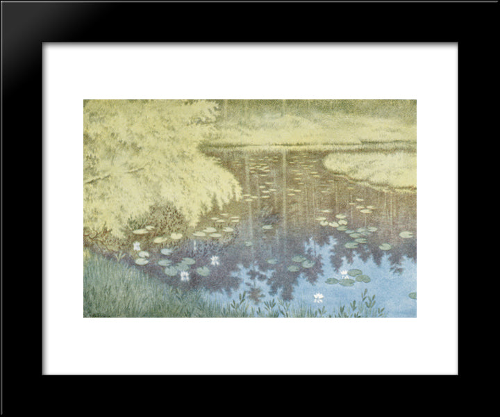 Der Ligger Tjernet I Svartbudalen 20x24 Black Modern Wood Framed Art Print Poster by Kittelsen, Theodor Severin