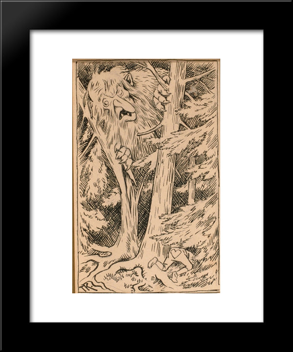 Forest Troll - Skogtroll 20x24 Black Modern Wood Framed Art Print Poster by Kittelsen, Theodor Severin