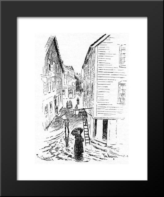 Fra Krageroe 20x24 Black Modern Wood Framed Art Print Poster by Kittelsen, Theodor Severin