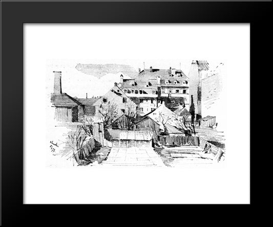Fra Mitt Vindu I Schwanthalerstrasse 20x24 Black Modern Wood Framed Art Print Poster by Kittelsen, Theodor Severin