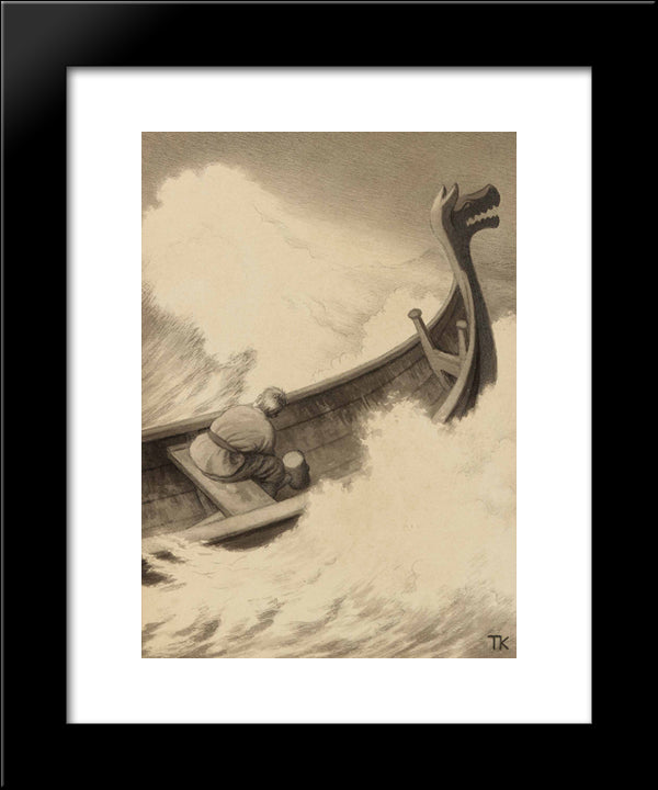 Fuegl Dam 20x24 Black Modern Wood Framed Art Print Poster by Kittelsen, Theodor Severin