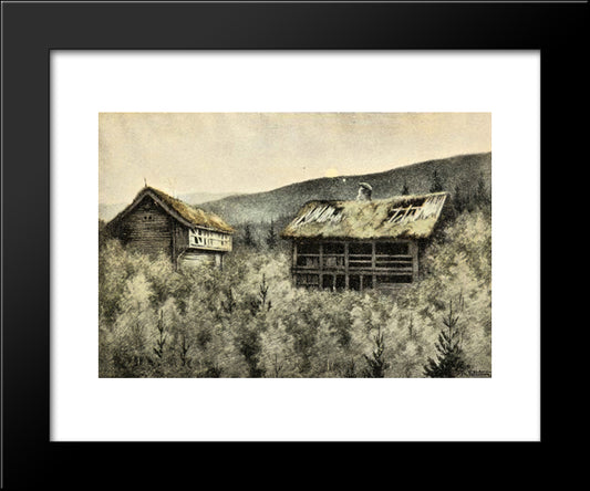 Gamle Hus Ved Sole 20x24 Black Modern Wood Framed Art Print Poster by Kittelsen, Theodor Severin