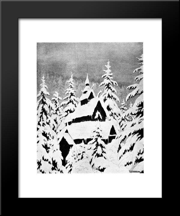 Gamle Kirke Den 20x24 Black Modern Wood Framed Art Print Poster by Kittelsen, Theodor Severin