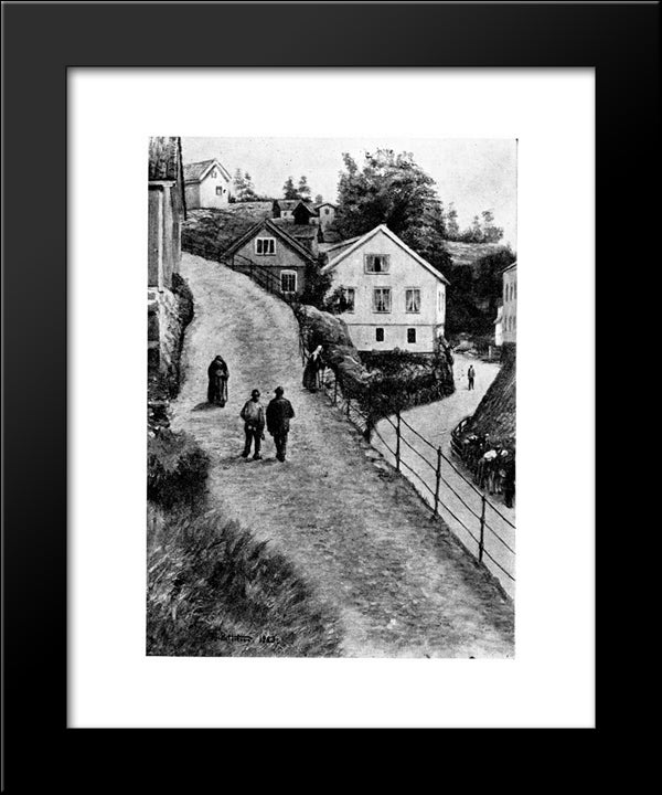 Gate I Krageroe 20x24 Black Modern Wood Framed Art Print Poster by Kittelsen, Theodor Severin