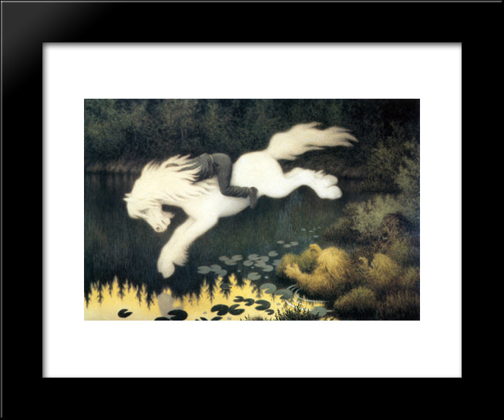 Gutt Paa Hvit Hest 20x24 Black Modern Wood Framed Art Print Poster by Kittelsen, Theodor Severin