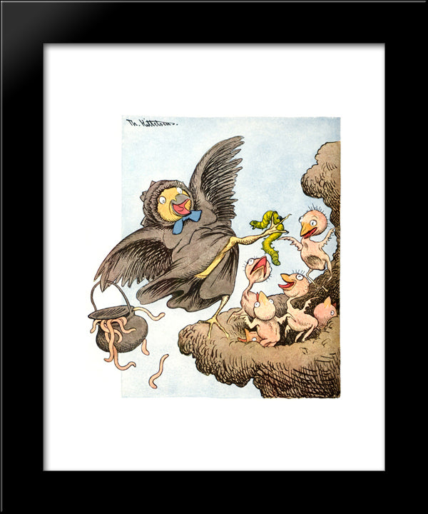 Her Er Levemaate Unger 20x24 Black Modern Wood Framed Art Print Poster by Kittelsen, Theodor Severin