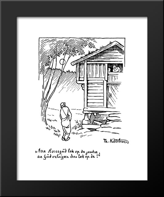 Herreguud Lok Op Da Jenter 20x24 Black Modern Wood Framed Art Print Poster by Kittelsen, Theodor Severin