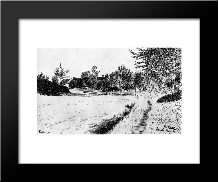 Hytta Vaar Paa Staatoey 20x24 Black Modern Wood Framed Art Print Poster by Kittelsen, Theodor Severin