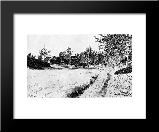 Hytta Vaar Paa Staatoey 20x24 Black Modern Wood Framed Art Print Poster by Kittelsen, Theodor Severin