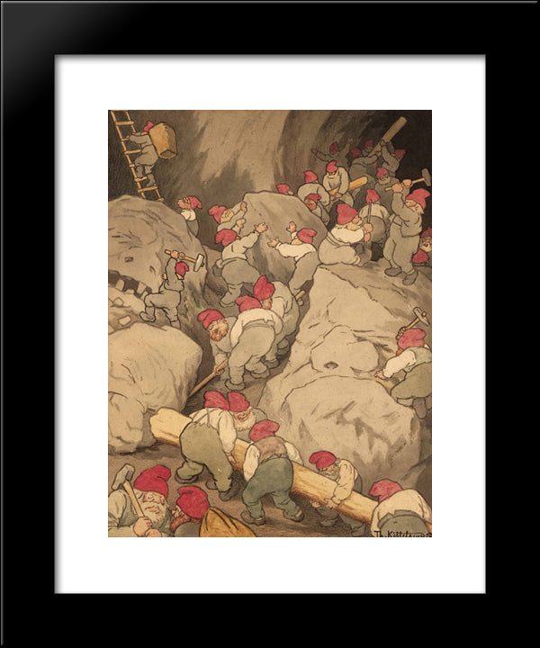 I Tomtegruvan 20x24 Black Modern Wood Framed Art Print Poster by Kittelsen, Theodor Severin