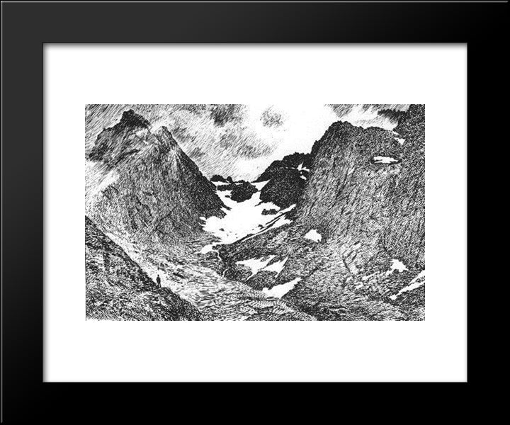 In The Raftsund Mountains 20x24 Black Modern Wood Framed Art Print Poster by Kittelsen, Theodor Severin