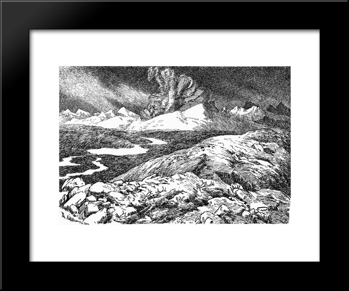 Jutulkamp 20x24 Black Modern Wood Framed Art Print Poster by Kittelsen, Theodor Severin