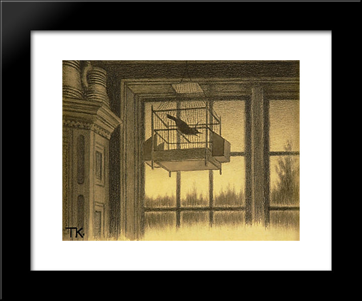 Kjaeresten I Skoven 20x24 Black Modern Wood Framed Art Print Poster by Kittelsen, Theodor Severin