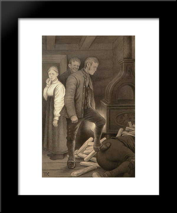 Klokkeren I Bygden Vor 20x24 Black Modern Wood Framed Art Print Poster by Kittelsen, Theodor Severin