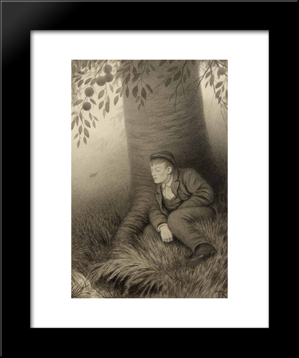 Krambugutten Med Gammelostlasten 20x24 Black Modern Wood Framed Art Print Poster by Kittelsen, Theodor Severin
