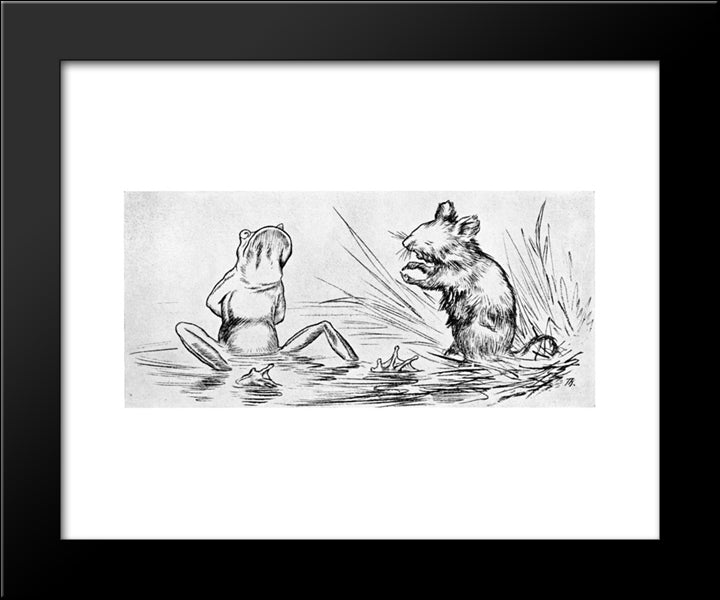 Krigen Mellom Froskene Og Musene 03 20x24 Black Modern Wood Framed Art Print Poster by Kittelsen, Theodor Severin