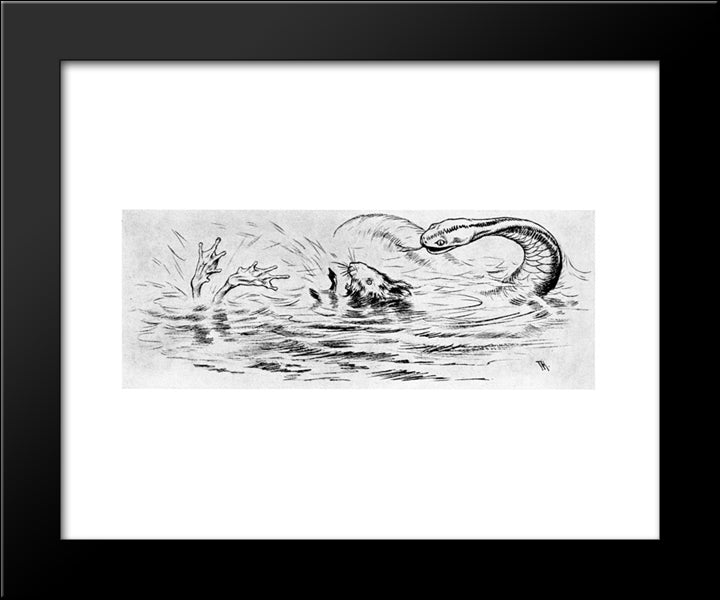 Krigen Mellom Froskene Og Musene 05 20x24 Black Modern Wood Framed Art Print Poster by Kittelsen, Theodor Severin