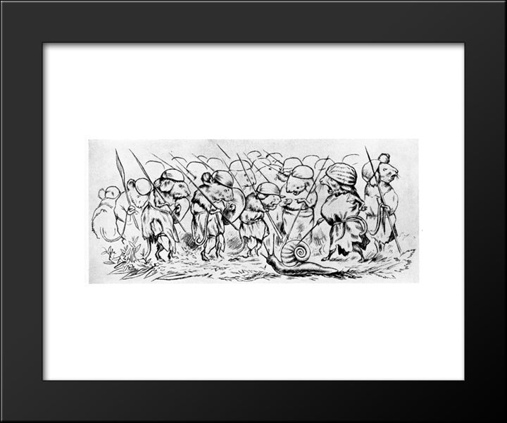 Krigen Mellom Froskene Og Musene 06 20x24 Black Modern Wood Framed Art Print Poster by Kittelsen, Theodor Severin