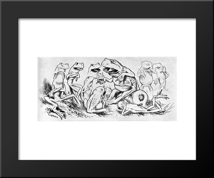 Krigen Mellom Froskene Og Musene 08 20x24 Black Modern Wood Framed Art Print Poster by Kittelsen, Theodor Severin