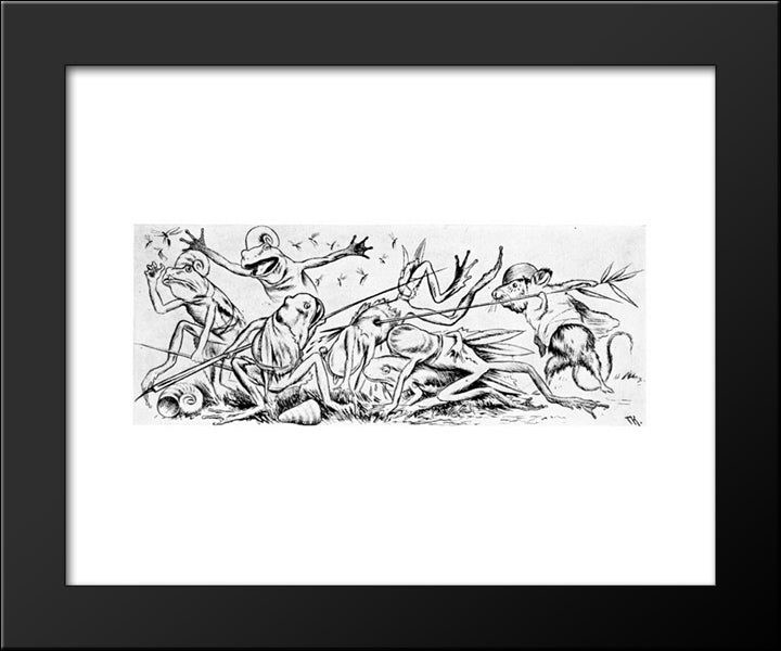 Krigen Mellom Froskene Og Musene 09 20x24 Black Modern Wood Framed Art Print Poster by Kittelsen, Theodor Severin