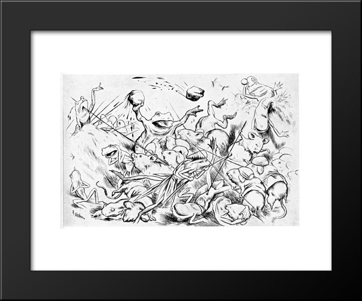 Krigen Mellom Froskene Og Musene 10 20x24 Black Modern Wood Framed Art Print Poster by Kittelsen, Theodor Severin